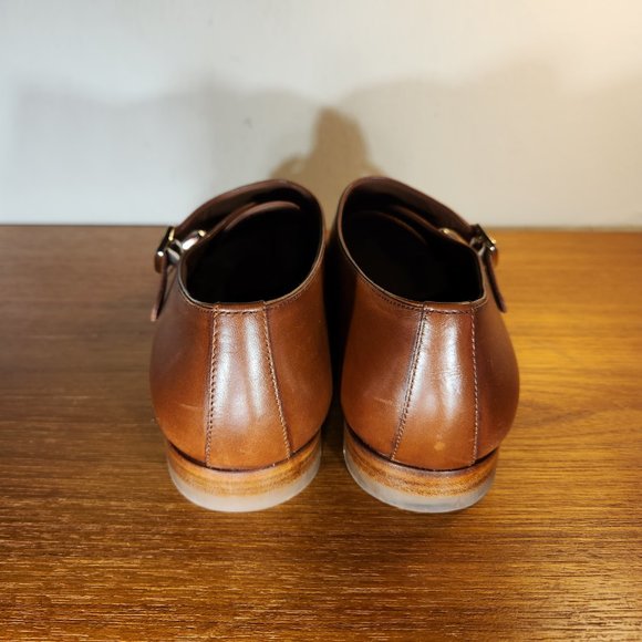 Santoni Handmade Italian Double Buckle Brown Leather Shoes Men (39) main image 8